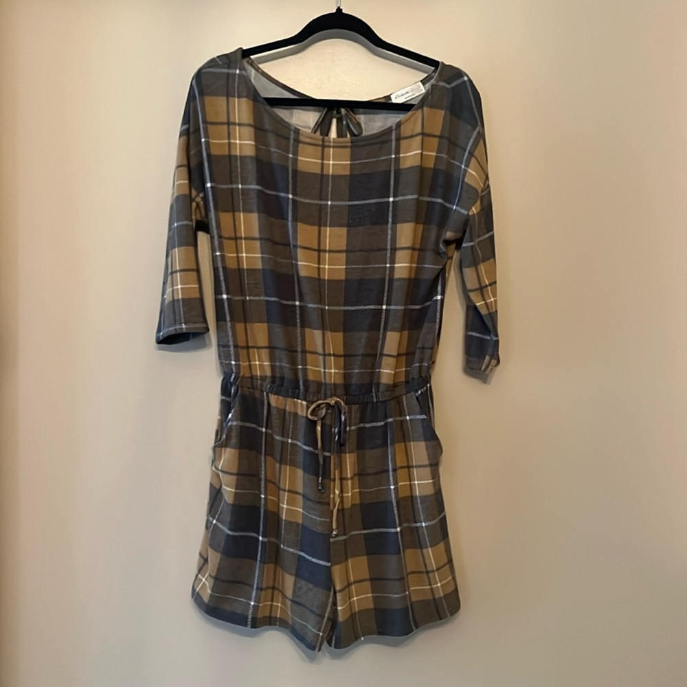 Plaid Fall cozy romper by Perfect Peach Large. Never worn
